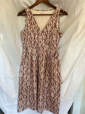 Eddie Bauer Pink & Grey V-Neck Sleeveless SunDress Travel Pockets size S